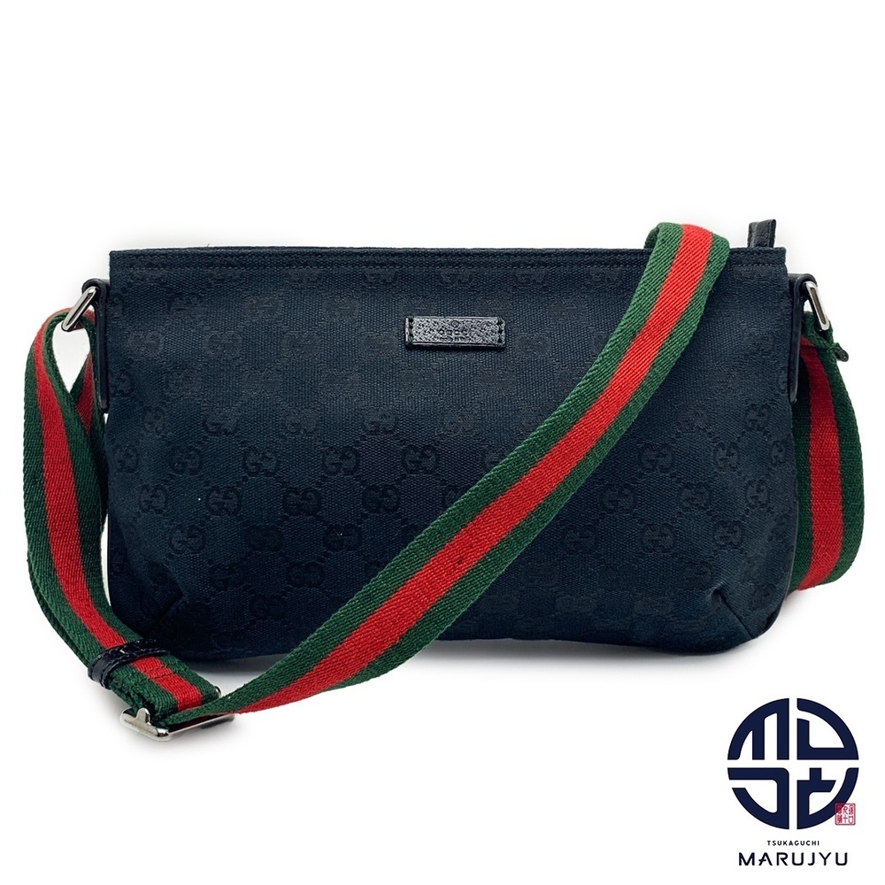 GUCCI GG Canvas Black Sherry Shoulder Bag